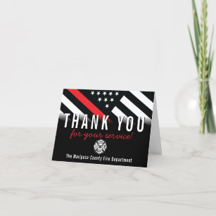 Firefighter Red Line Fire Department Responder Thank You Card