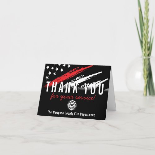 Firefighter Red Line Fire Flag First Responder Thank You Card