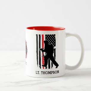 Firefighter Red Line Flag Emblem Personalized Two-Tone Coffee Mug