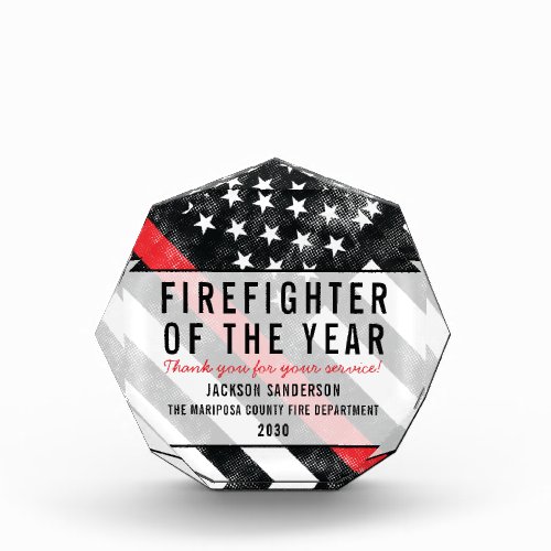 Firefighter Red Line Flag Employee Recognition Acrylic Award