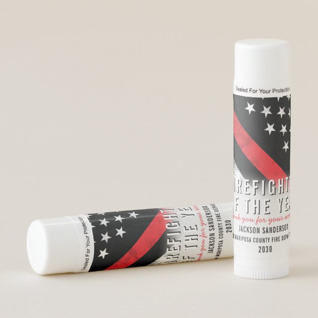 Firefighter Red Line Flag Employee Recognition Lip Balm (Front)