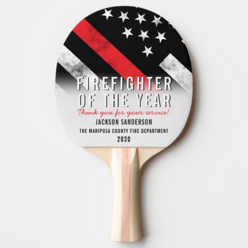 Firefighter Red Line Flag Employee Recognition Ping Pong Paddle