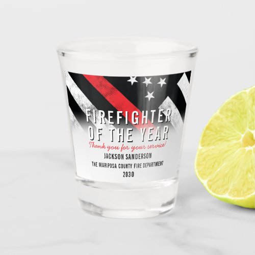 Firefighter Red Line Flag Employee Recognition Shot Glass