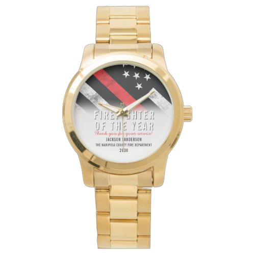Firefighter Red Line Flag Employee Recognition Watch