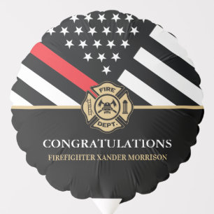 Firefighter Red Line Flag Fire Academy Graduation Balloon