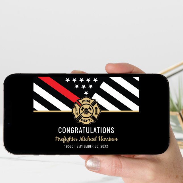 Firefighter Red Line Flag Fire Academy Graduation Card (Front Digital)