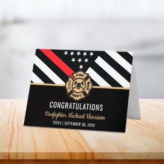 Firefighter Red Line Flag Fire Academy Graduation Card