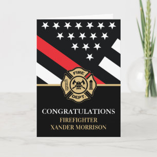 Firefighter Red Line Flag Fire Academy Graduation Card