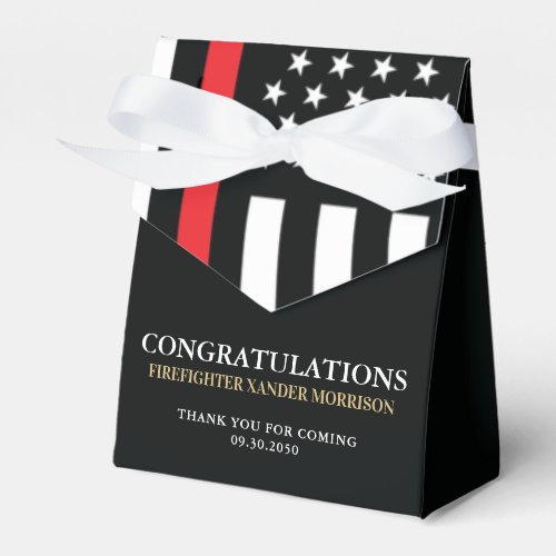 Firefighter Red Line Flag Fire Academy Graduation Favor Boxes