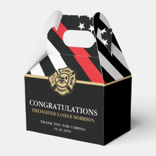 Firefighter Red Line Flag Fire Academy Graduation Favor Boxes