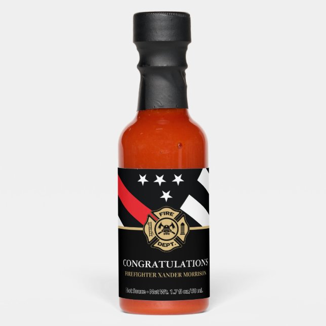 Firefighter Red Line Flag Fire Academy Graduation Hot Sauces (Front)