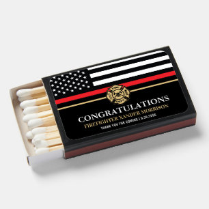 Firefighter Red Line Flag Fire Academy Graduation Matchboxes