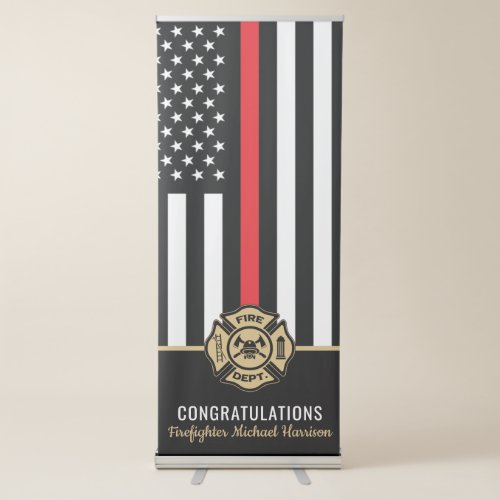 Firefighter Red Line Flag Fire Academy Graduation Retractable Banner