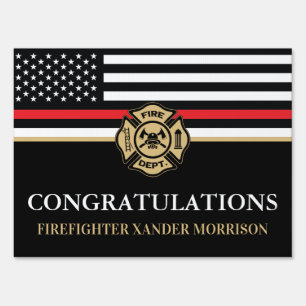 Firefighter Red Line Flag Fire Academy Graduation Sign