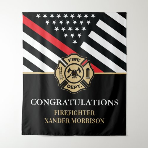 Firefighter Red Line Flag Fire Academy Graduation Tapestry