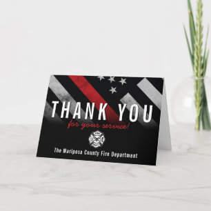 Firefighter Red Line Flag Responder Letterpress Thank You Card