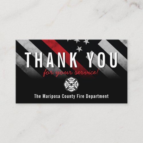 Firefighter Red Line Flag Responder Thank You Business Card