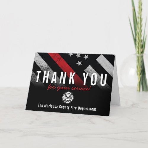 Firefighter Red Line Flag Responder Thank You Card