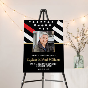 Firefighter Red Line Photo Retirement Welcome Foam Board