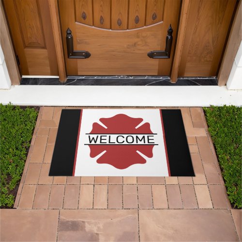 Firefighter Red Logo Symbol Welcome Doormat