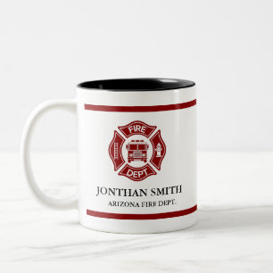 Firefighter Red Maltese Cross Fire Department Two-Tone Coffee Mug