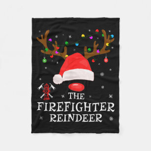 Firefighter Reindeer Family Matching Christmas Pjs Fleece Blanket