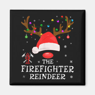 Firefighter Reindeer Family Matching Christmas Pjs Magnet