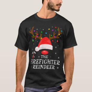 Firefighter Reindeer Family Matching Christmas Pjs T-Shirt
