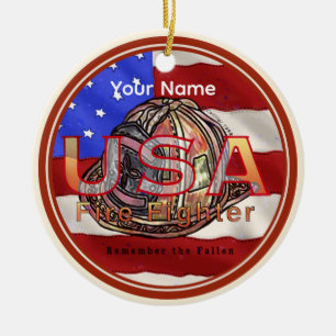 Firefighter remember the fallen  ceramic ornament