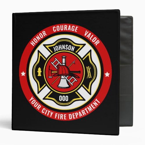 Firefighter Rescue ADD NAME Fire Department Badge 3 Ring Binder