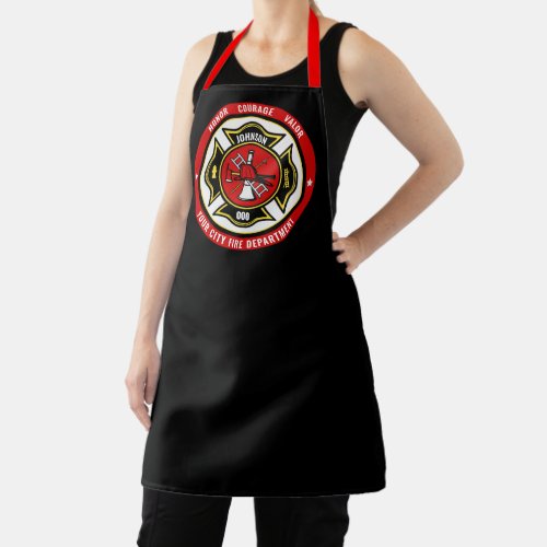 Firefighter Rescue ADD NAME Fire Department Badge Apron