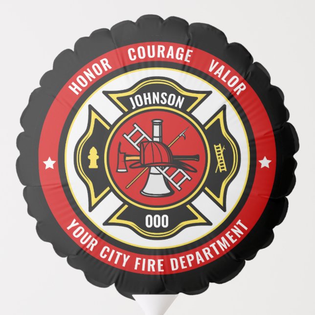 Firefighter Rescue ADD NAME Fire Department Badge Balloon (Back)