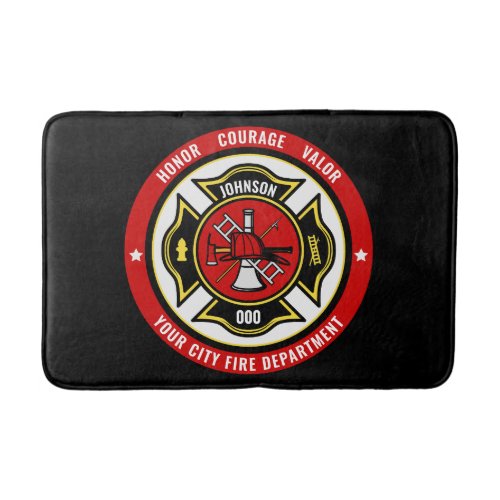 Firefighter Rescue ADD NAME Fire Department Badge Bath Mat