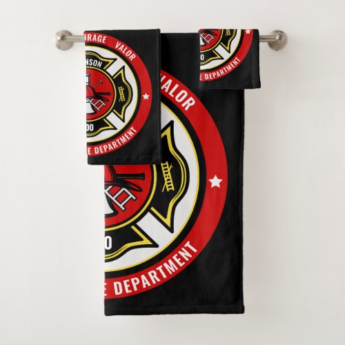Firefighter Rescue ADD NAME Fire Department Badge Bath Towel Set
