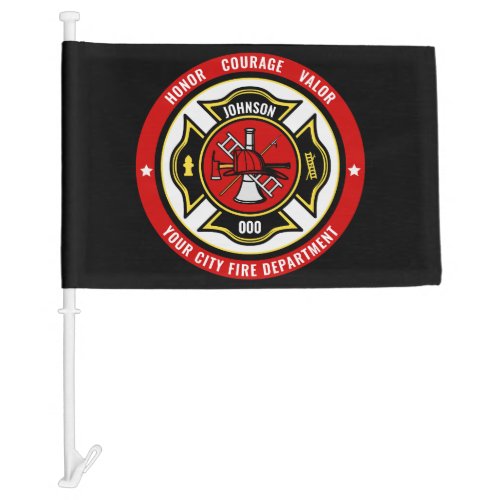 Firefighter Rescue ADD NAME Fire Department Badge Car Flag