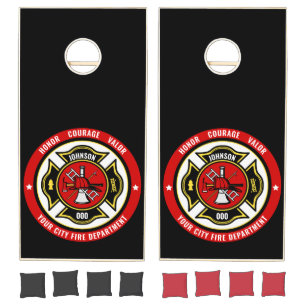 Firefighter Rescue ADD NAME Fire Department Badge Cornhole Set
