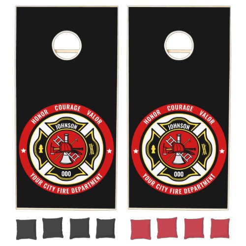 Firefighter Rescue ADD NAME Fire Department Badge Cornhole Set