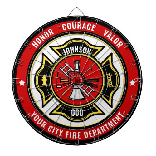 Firefighter Rescue ADD NAME Fire Department Badge Dart Board