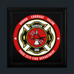 Firefighter Rescue ADD NAME Fire Department Badge Gift Box<br><div class="desc">Fire Department ADD NAME Fireman Firefighter Badge design - Emblem with Helmet and Axe. Customize with your Name, Station/Dept Number and location.</div>