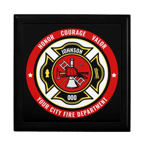 Firefighter Rescue ADD NAME Fire Department Badge Gift Box