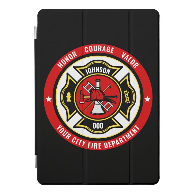 Firefighter Rescue ADD NAME Fire Department Badge iPad Pro Cover (Front)
