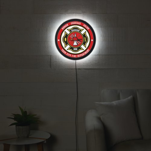 Firefighter Rescue ADD NAME Fire Department Badge LED Sign