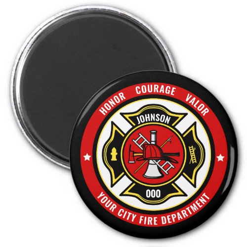 Firefighter Rescue ADD NAME Fire Department Badge Magnet