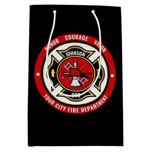 Firefighter Rescue ADD NAME Fire Department Badge Medium Gift Bag