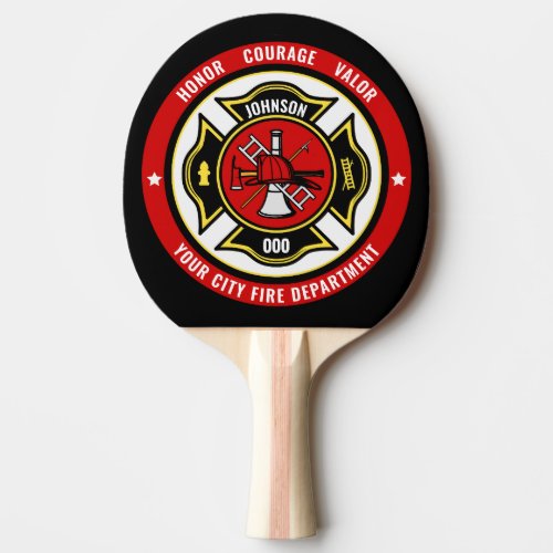 Firefighter Rescue ADD NAME Fire Department Badge Ping Pong Paddle