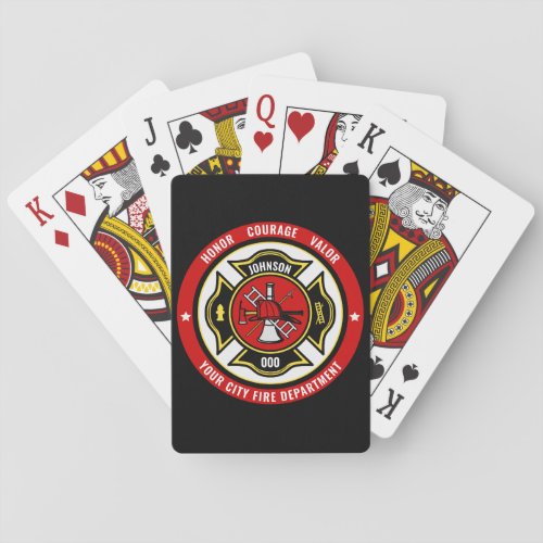Firefighter Rescue ADD NAME Fire Department Badge Playing Cards