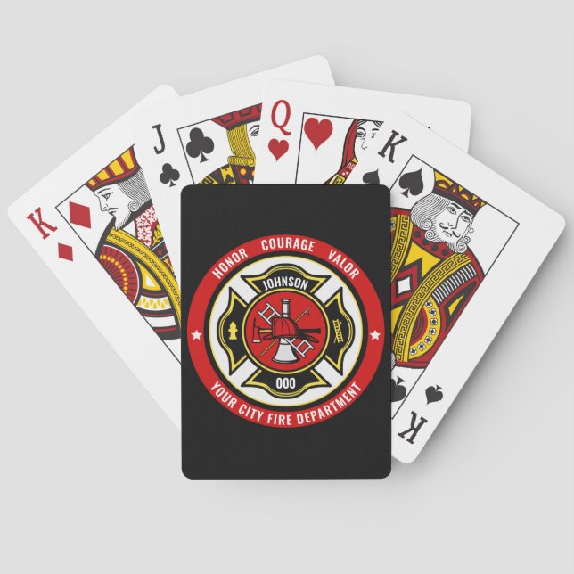 Firefighter Rescue ADD NAME Fire Department Badge Poker Cards (Back)