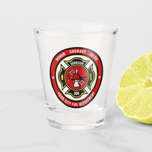 Firefighter Rescue ADD NAME Fire Department Badge Shot Glass