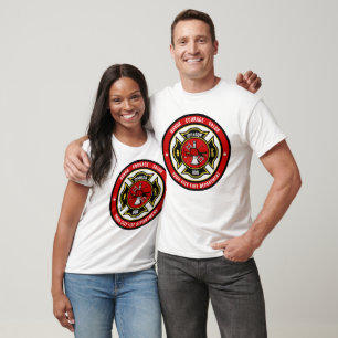 Firefighter Rescue ADD NAME Fire Department Badge T-Shirt