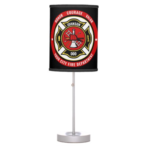 Firefighter Rescue ADD NAME Fire Department Badge Table Lamp